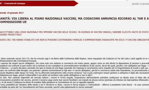 Vaccini e nuovo Piano nazionale? Codacons annuncia ricorso al TAR e alla Commissione UE